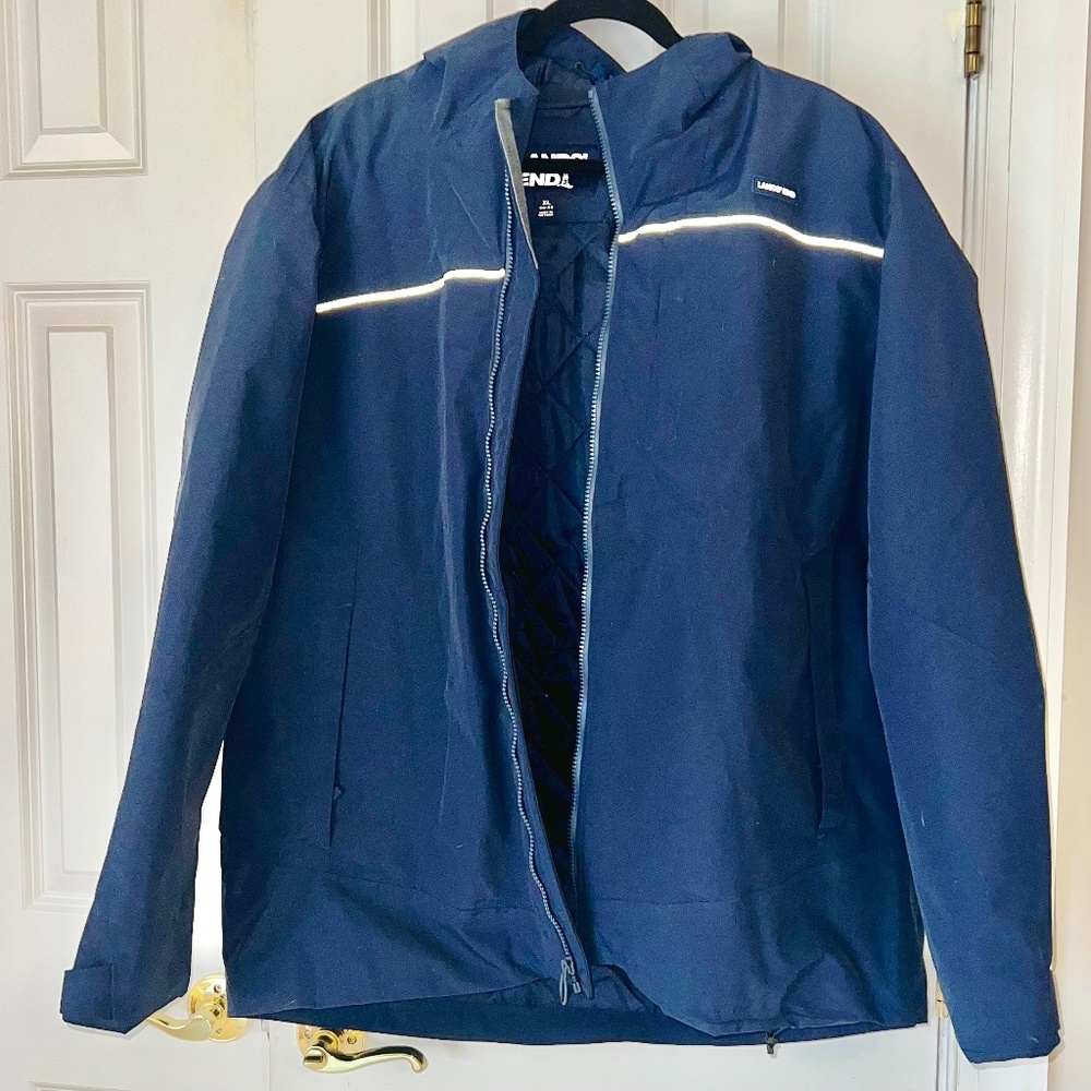 Lands' End Men Squall System Shell Deep Sea XL 46-48 Lightweight Hooded